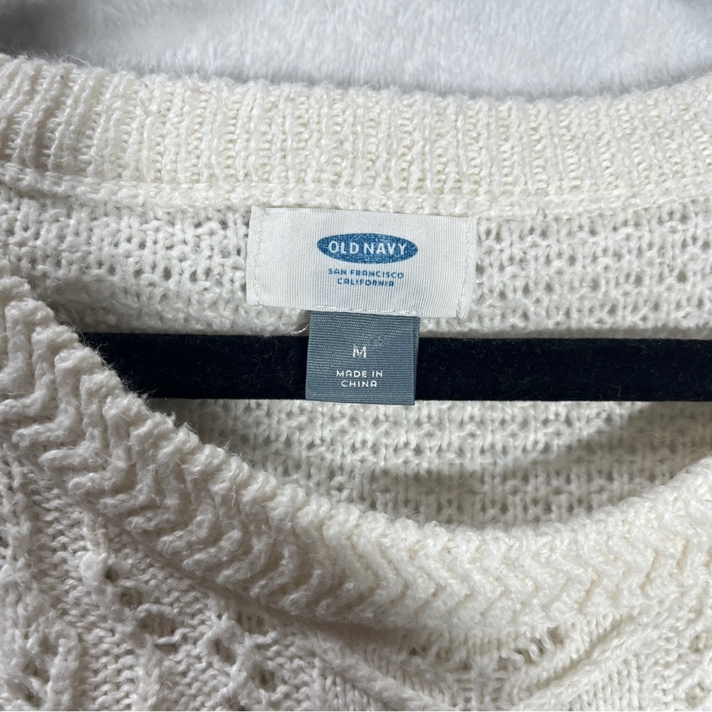 Old Navy Women's Cable Knit Sweater Cotton Blend Lightweight Cream Size Medium - Picture 7 of 10